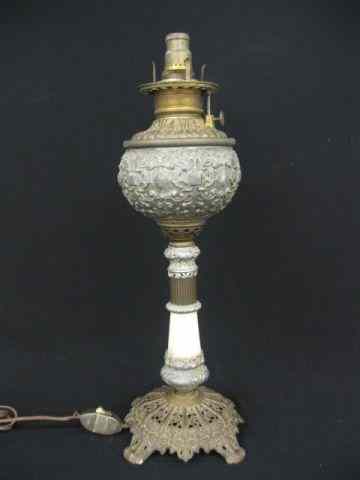 Appraisal: Victorian Banquet Lamp bronzed onyx base electrified