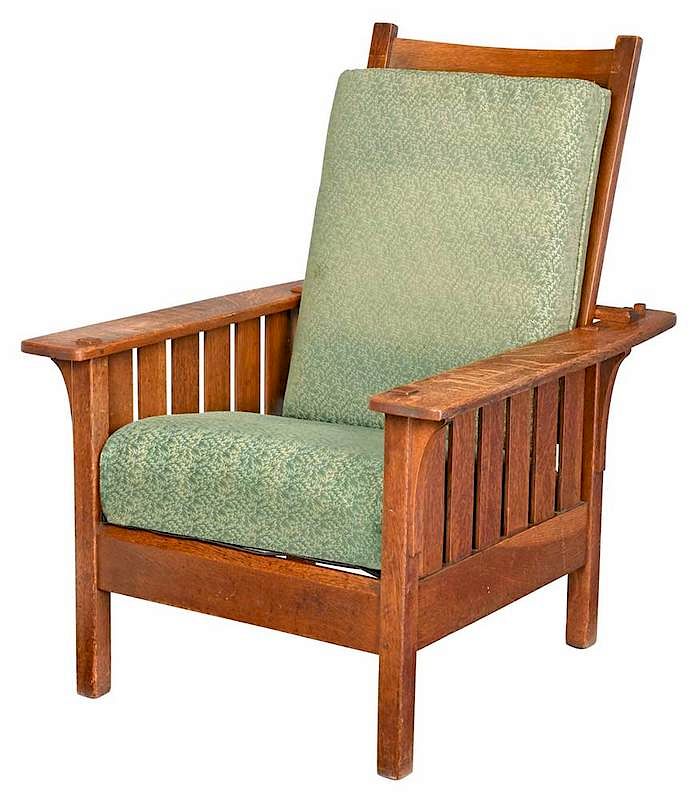 Appraisal: L J G Stickley Morris Chair American th century oak