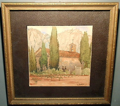 Appraisal: Watercolor painting signed E Wachtel and titled verso San Gabrial