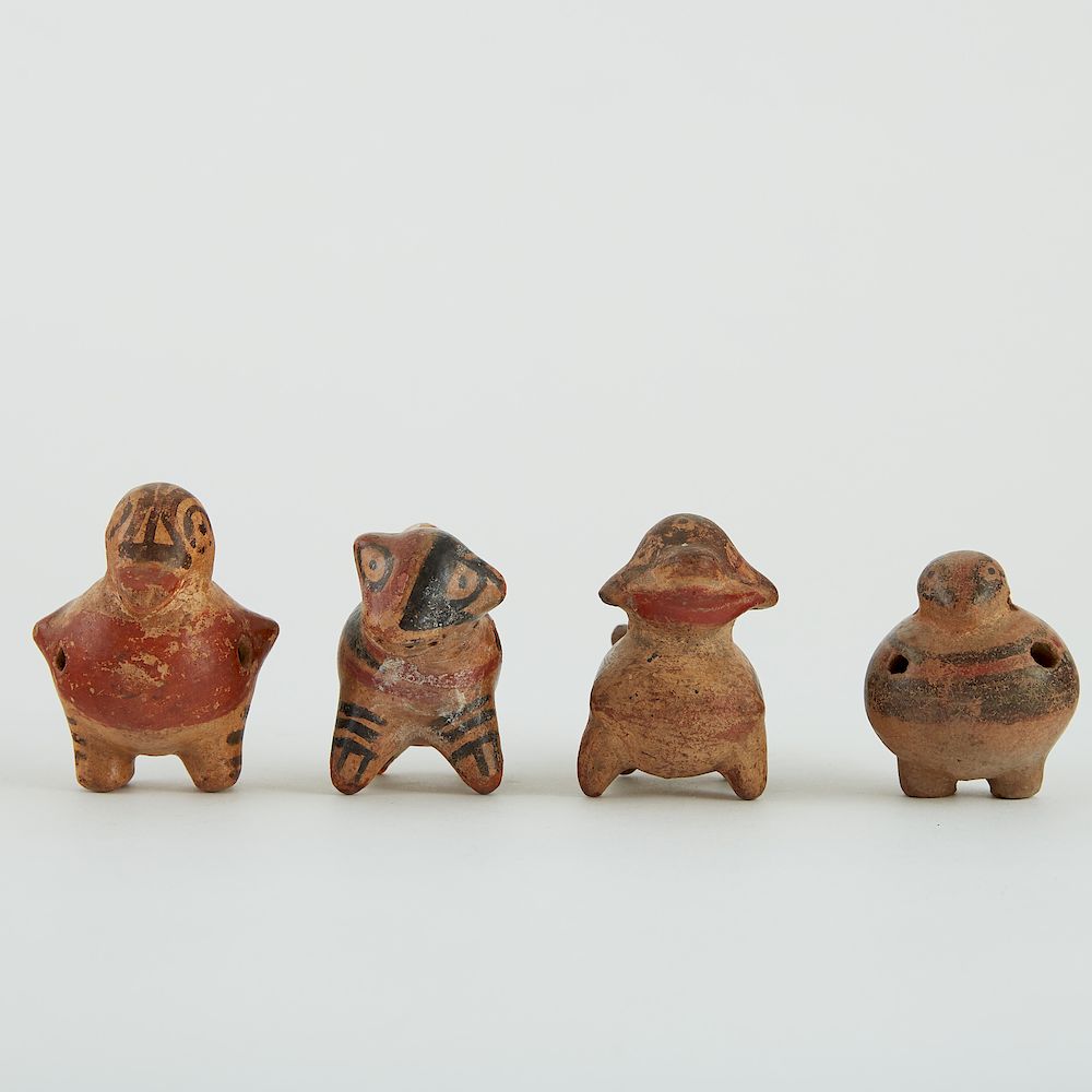 Appraisal: Grp Diquis Pre-Columbian Polychrome Ceramic Whistles Group of four Diquis