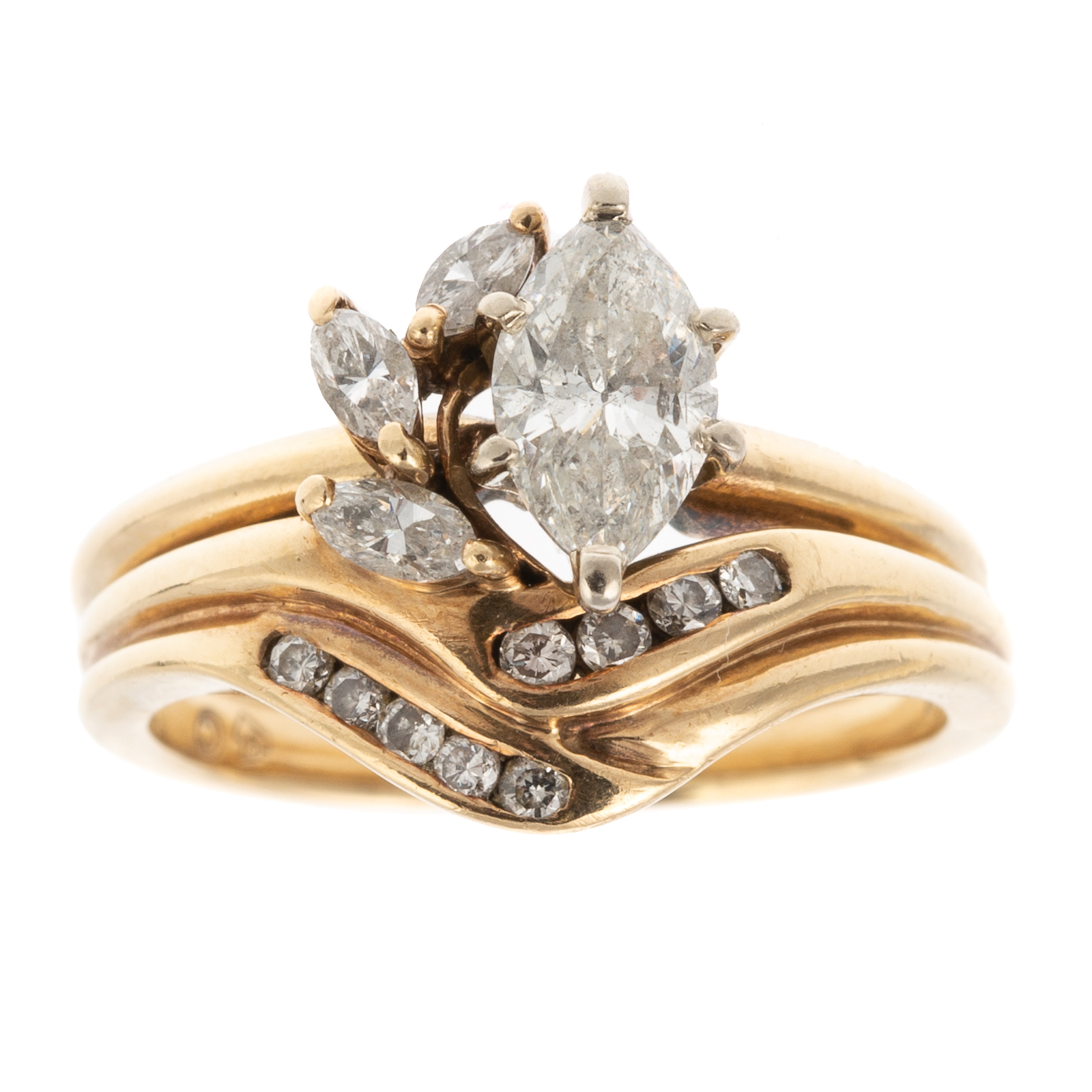 Appraisal: A MARQUISE DIAMOND WEDDING SET IN K K yellow gold