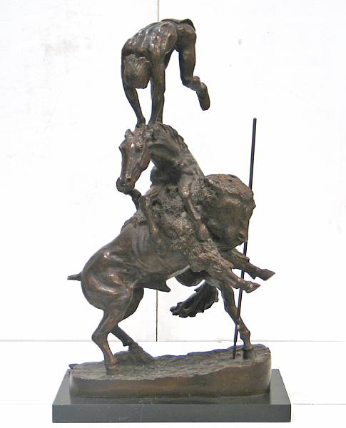 Appraisal: A patinated bronze figural group The Buffalo Horse after Frederic