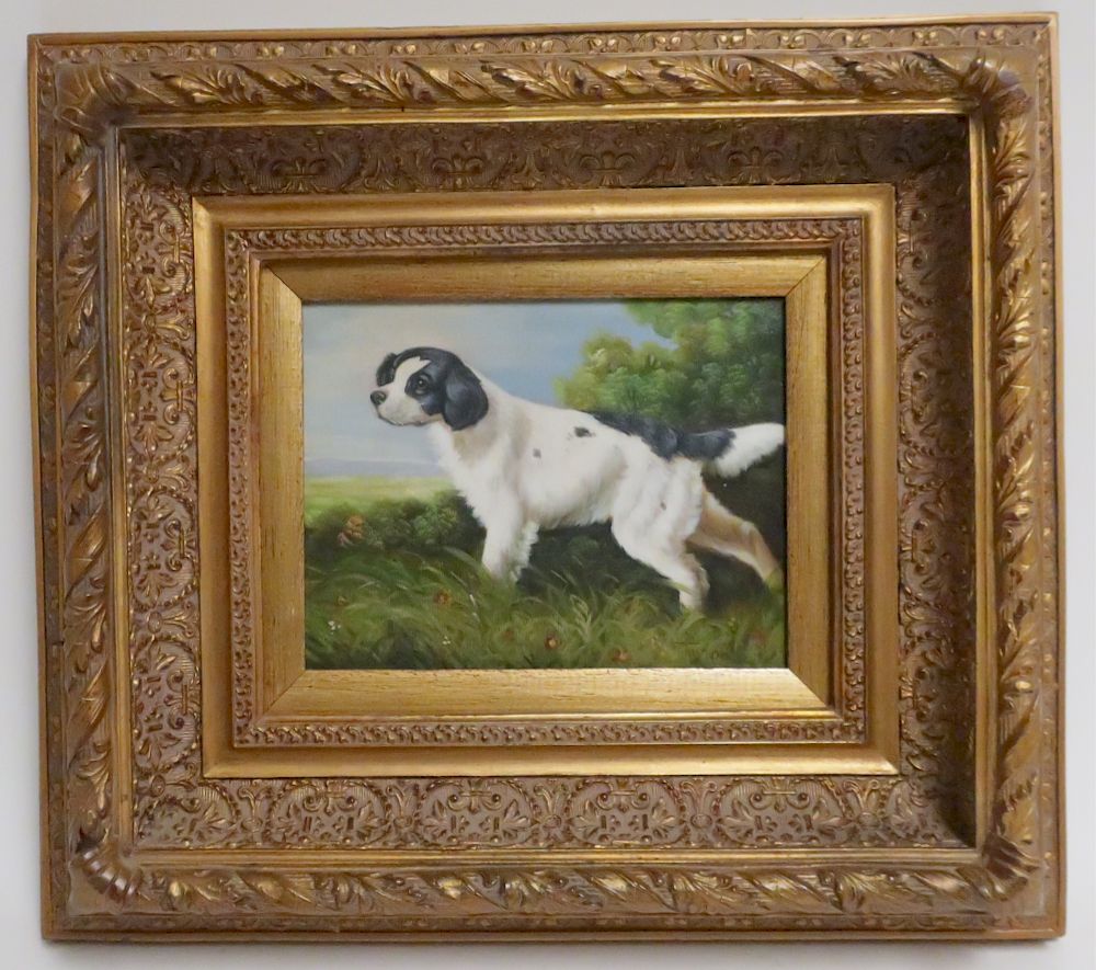 Appraisal: Taylor th c Portrait of Black and White Dog O