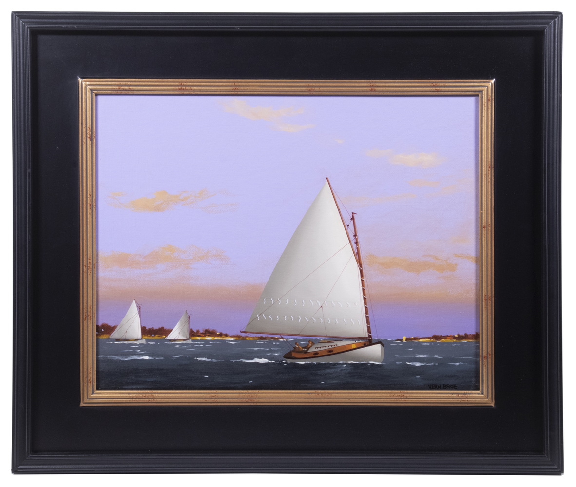 Appraisal: VERNON BROE ME IL - Catboats at Dusk oil on