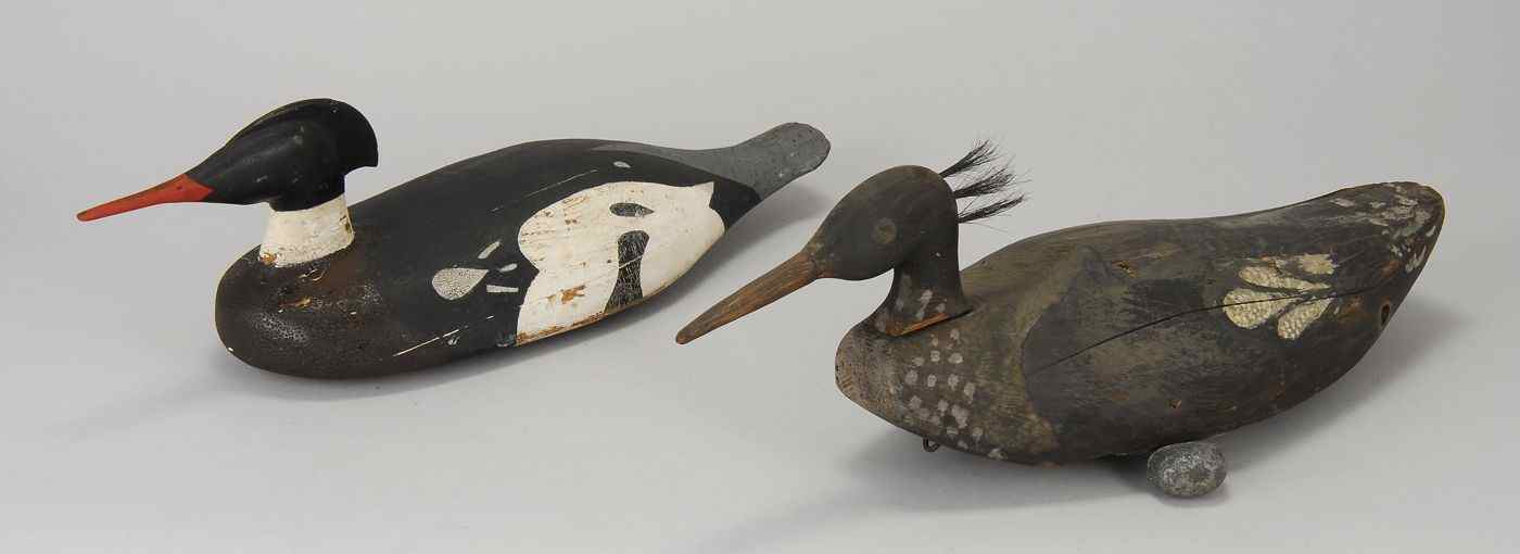 Appraisal: TWO MERGANSER DECOYSDrake from Maine and hen from Nova Scotia