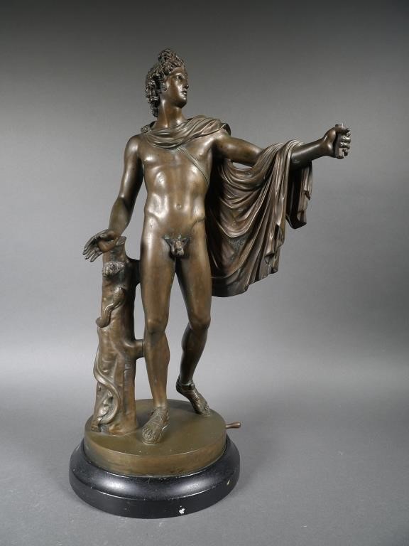 Appraisal: ITALIAN BRONZE APOLLO SCULPTURE ROHRICH ROMAItalian classical bronze sculptures on