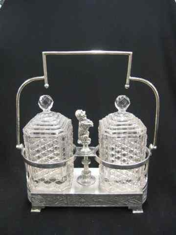 Appraisal: Victorian Double Pickle Castor cane pattern glassinserts with step cut