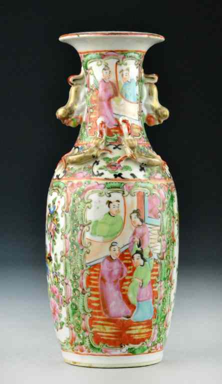 Appraisal: Chinese Rose Medallion Porcelain Export VaseFinely painted to depict figures