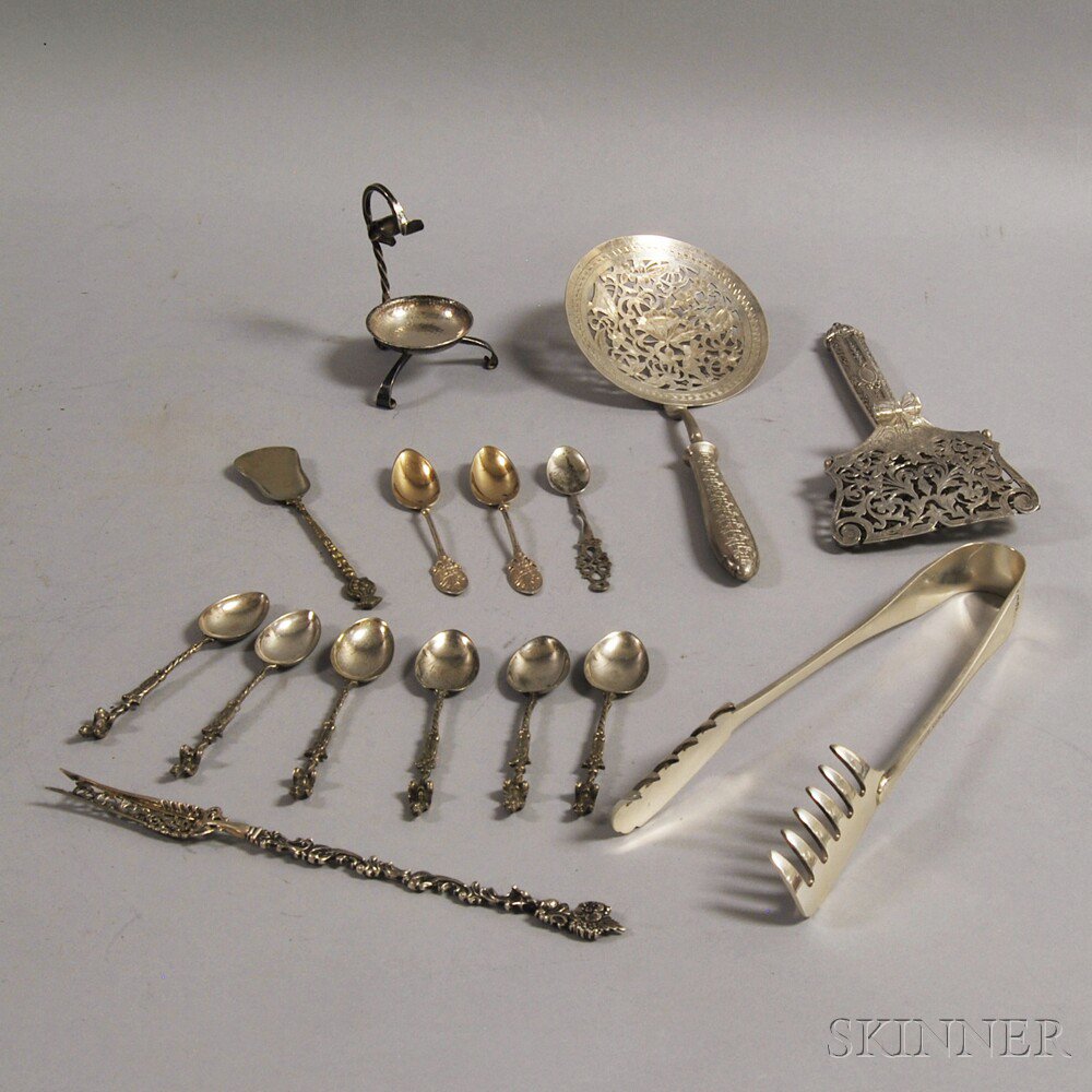 Appraisal: Small Group of Mostly European Silver Flatware including a pair