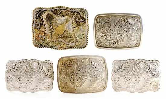 Appraisal: Collection sterling buckles by Crumrine Gist Facet Design vermeil silver