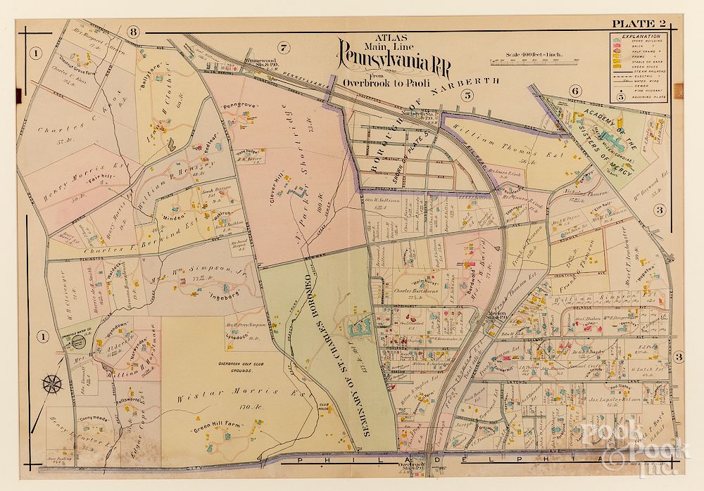 Appraisal: Five Atlas Main Line Pennsylvania Rail Road Maps Exclusive on