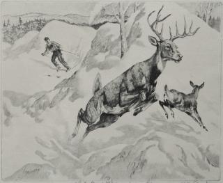 Appraisal: Reinhold Palenske etching Reinhold Palenske American - - ''Unexpected Guest''-