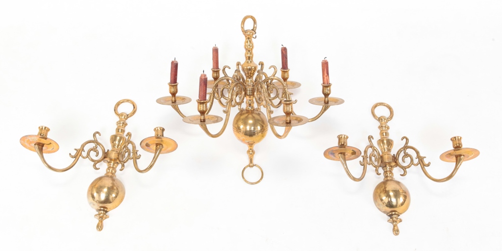 Appraisal: Twentieth century brass In the th century-style Six branch chandelier