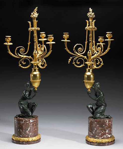 Appraisal: A pair of Louis Philippe style gilt and patinated bronze