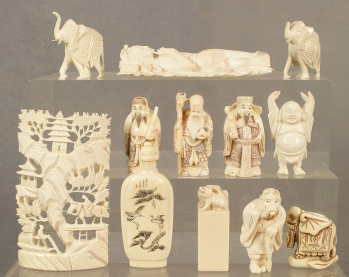 Appraisal: Lot of pieces of carved ivory to include a Chinese