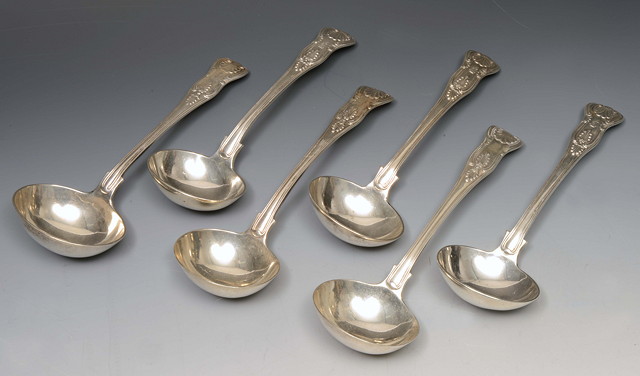 Appraisal: A GROUP OF SIX VICTORIAN KINGS PATTERN SOUP SPOONS approximately