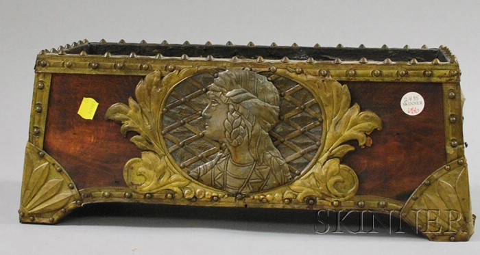 Appraisal: Renaissance Revival Brass-mounted Beechwood Footed Planter with leaded interior ht