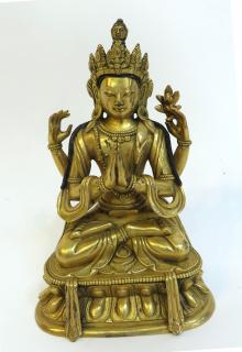 Appraisal: Qing Era Gilt Bronze Buddha Qing Era Gilt Bronze Buddha