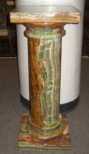 Appraisal: CONTINENTAL GREEN MARBLE PEDESTAL With square top on the turned