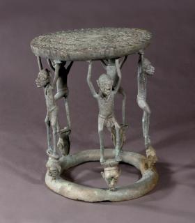 Appraisal: African Patinated Bronze Figural Stool th c t African Patinated