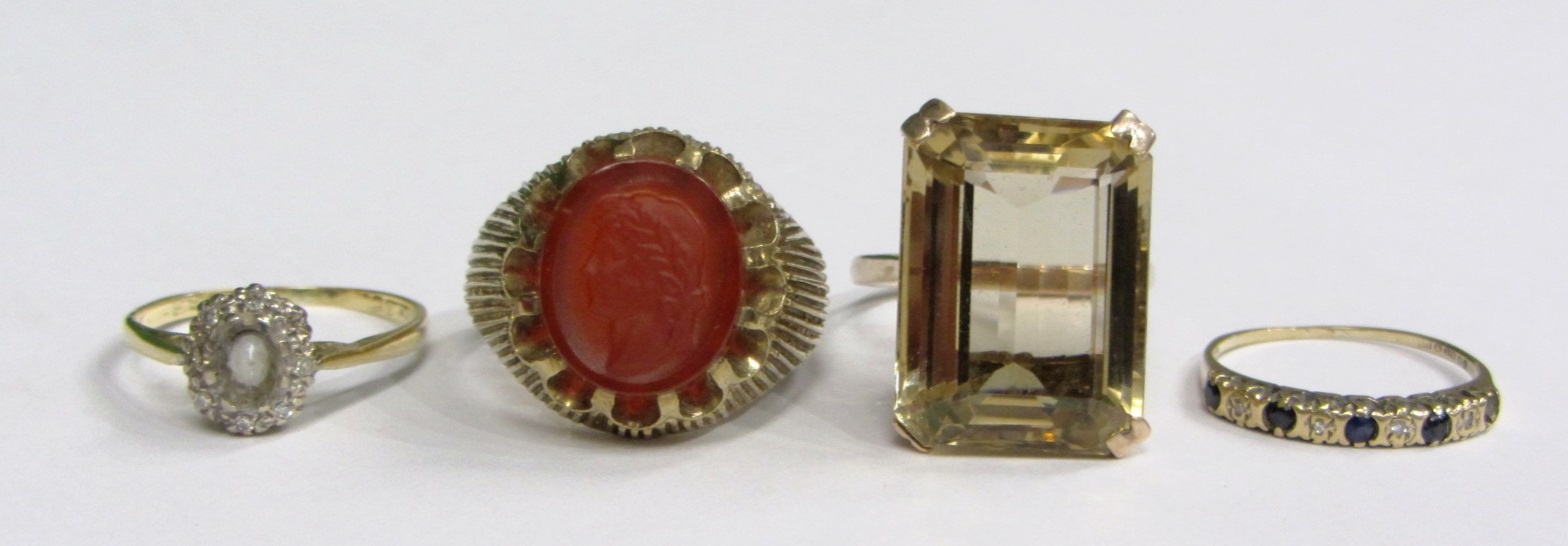 Appraisal: A ct gold ring mounted with an oval intaglio designed