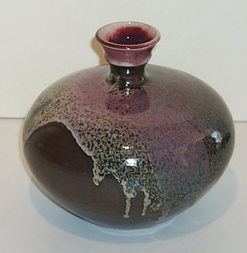 Appraisal: Vase with Long Neck Covered Jar Ceramic on Ceramic Ceramic