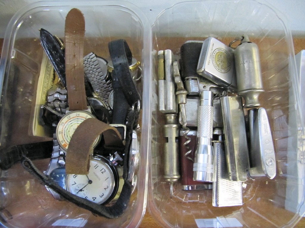 Appraisal: Lot comprising box of lighters whistles etc and a box