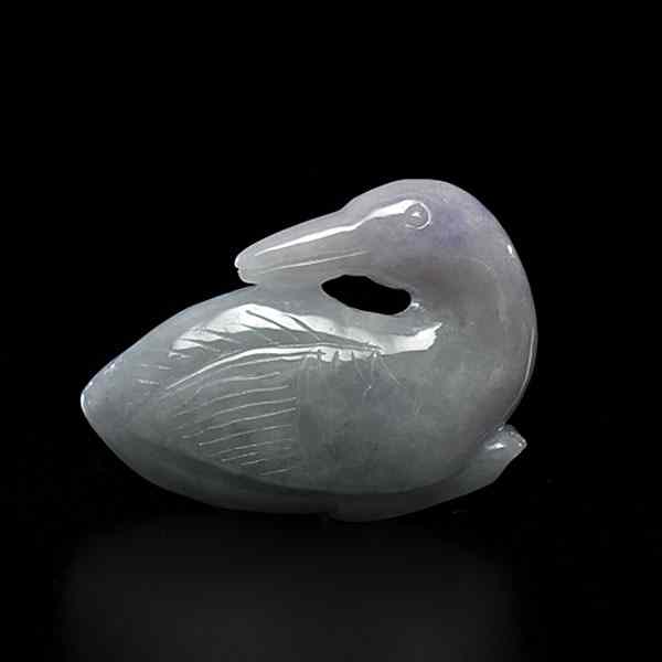 Appraisal: Chinese Jadeite Duck Carving Chinese th century A jadeite carved