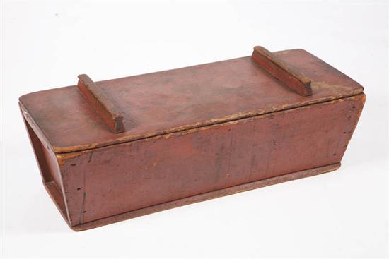 Appraisal: DOUGH BOX Of sarcophogus form Poplar with old red paint