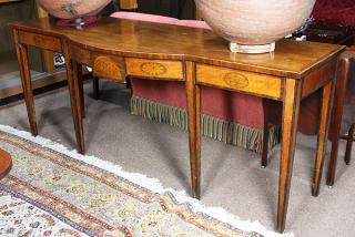 Appraisal: Sheraton inlaid console table having a shaped top above the