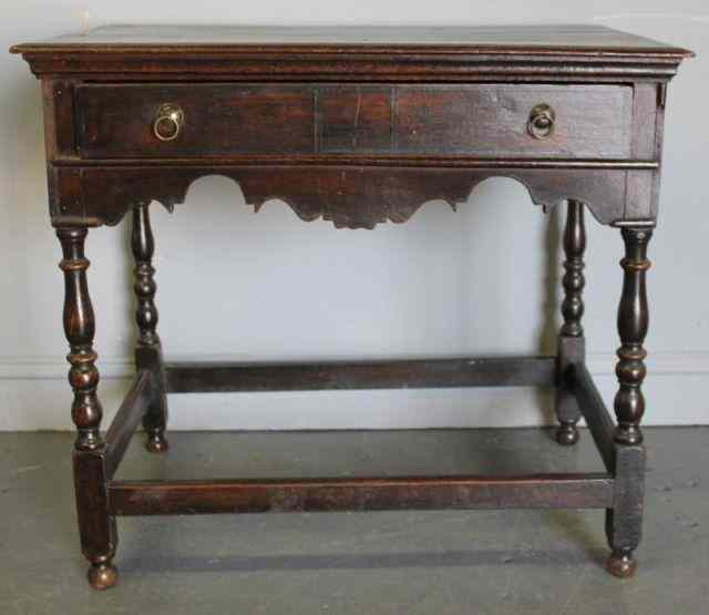 Appraisal: Antique th Cent English Oak Drawer Lowboy From a Bedford