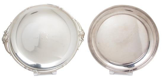 Appraisal: Sale Lot Two American Silver Circular Trays Various Makers one