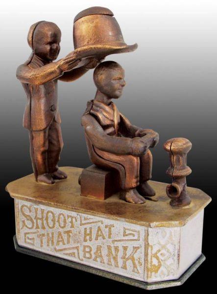 Appraisal: Cast Iron Shoot That Hat Mechanical Bank Description Circa s