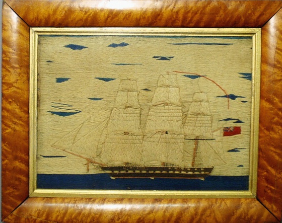 Appraisal: - English sailor s woolie of a frigate under full