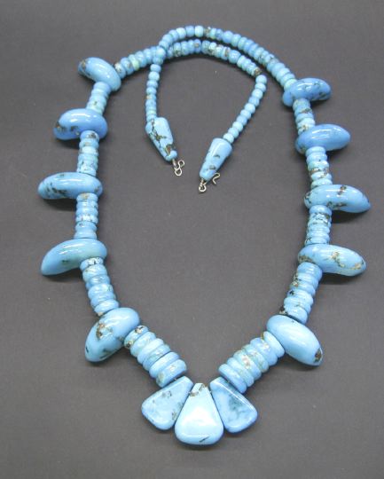 Appraisal: Native American Carved Turquoise Bear Claw Necklace with three rich