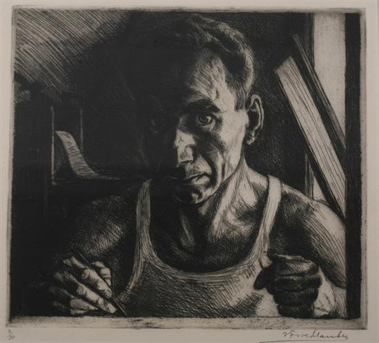 Appraisal: ISAC FRIEDLANDER Latvian American - SELF-PORTRAIT signed and numbered in