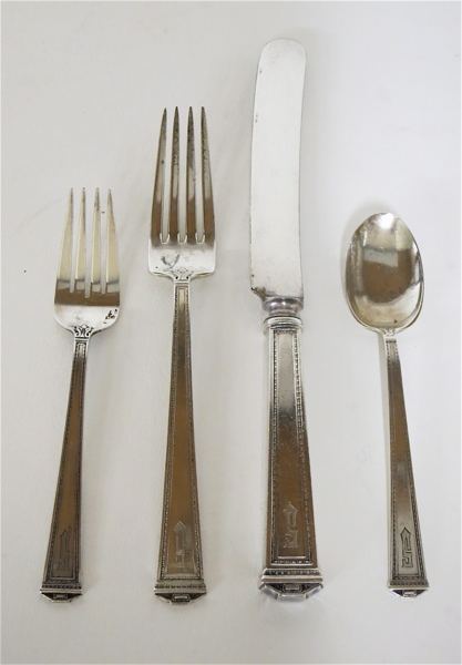 Appraisal: INTERNATIONAL PANTHEON STERLING SILVER FLATWARE SET eighty-two pieces comprised of