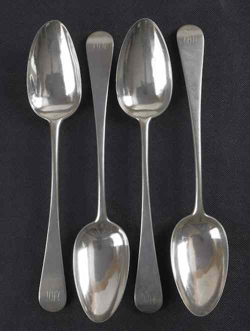 Appraisal: Set of four American silver spoons mid th c bearing