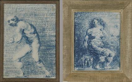 Appraisal: Luciano Miori th C Seated Nude Female Cont crayon on