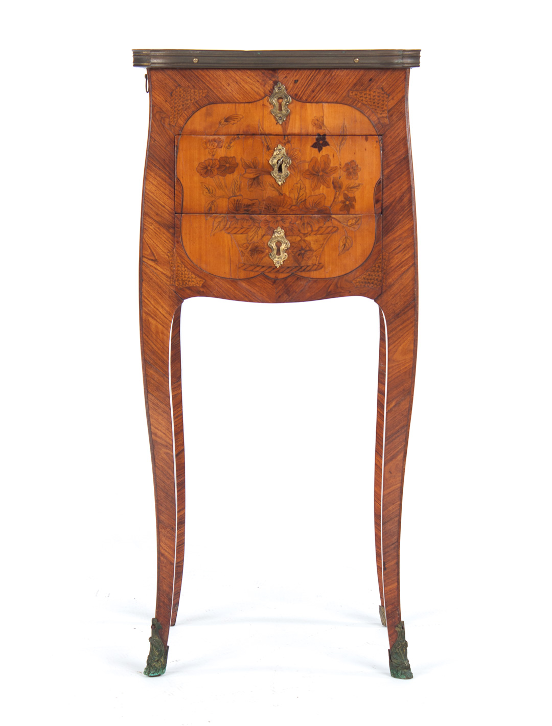 Appraisal: Louis XV marquetry inlaid kingwood side table flat top with