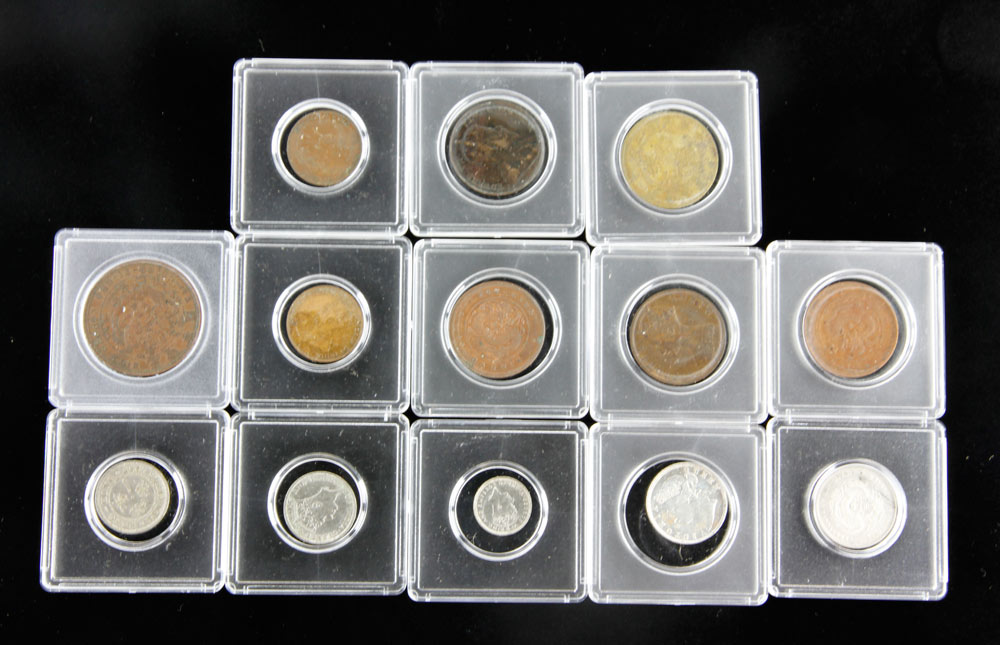 Appraisal: - Lot of Chinese Coins Lot of thirteen assorted candareens