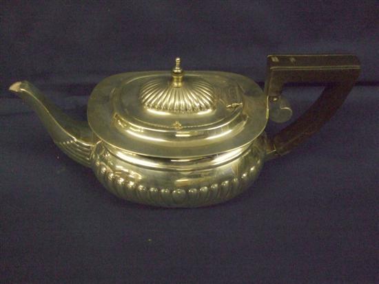 Appraisal: Silver teapot with gadrooned decoration marks rubbed oz h in