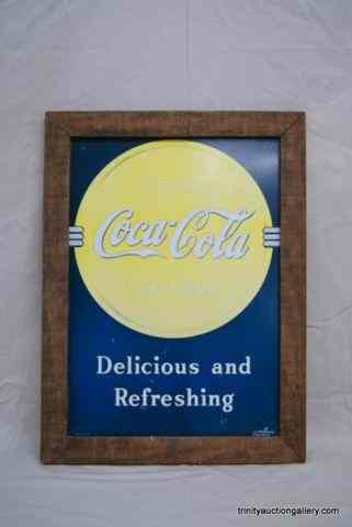 Appraisal: Coca Cola Advertisement Sign w Wood FrameThis is for an