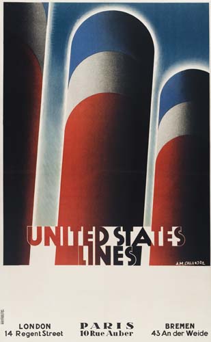 Appraisal: ADOLPHE MOURON CASSANDRE - UNITED STATES LINES x inches Hachard