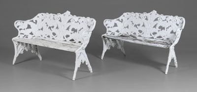 Appraisal: Pair Victorian Cast Iron Garden Benches American or British possibly