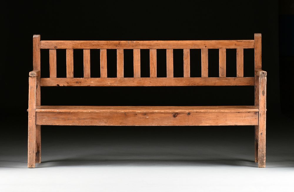 Appraisal: A SOUTHERN AMERICAN PINE AND CYPRESS BENCH TH TH CENTURY