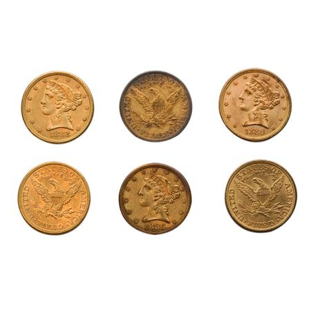 Appraisal: Liberty Head Six Coins Estimate -