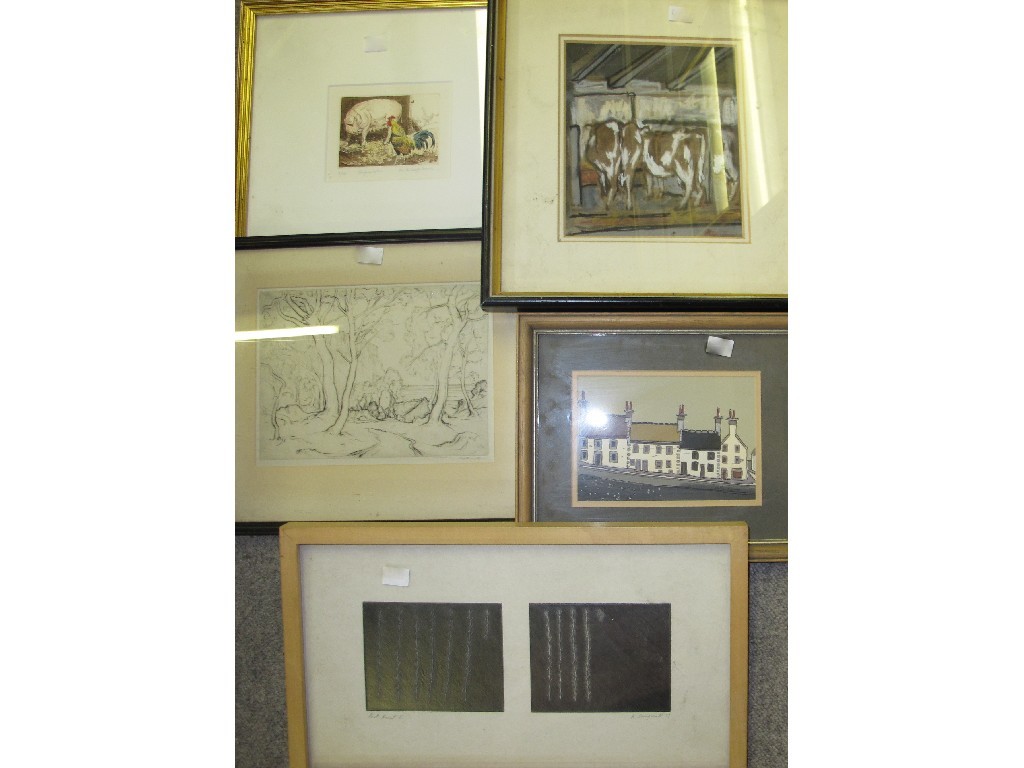 Appraisal: Lot comprising Kenneth Dingwall 'Past and Present II' Cockerel and