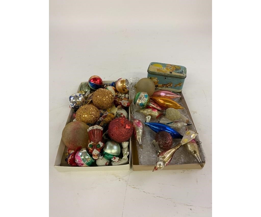 Appraisal: Early Christmas tree ornaments including clip-on glass birds h tin