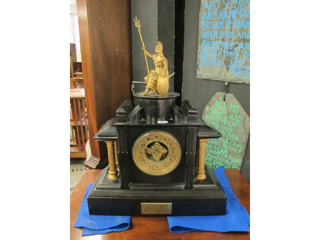 Appraisal: Victorian black slate mantel clock